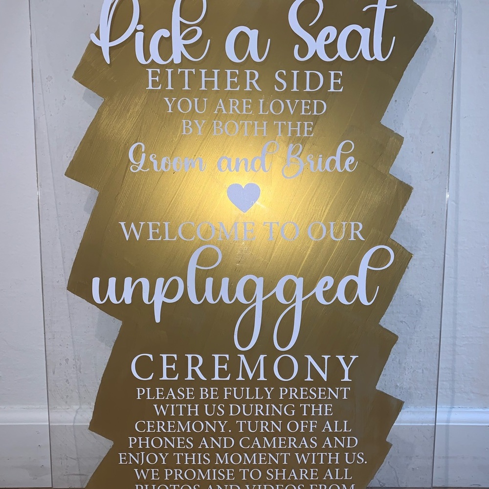 Unplugged ceremony sign - Pick a seat sign